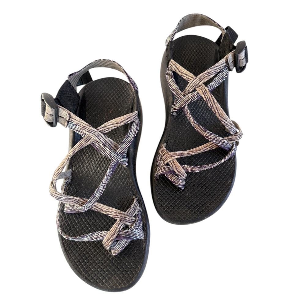 Chaco Sandals Criss Cross Double Fabric Strap Adjustable Purple Vibram Comfort 7